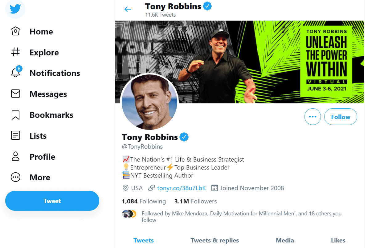 tony robbins twitter