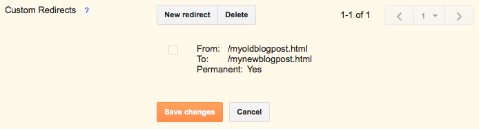 custom redirect from blogger