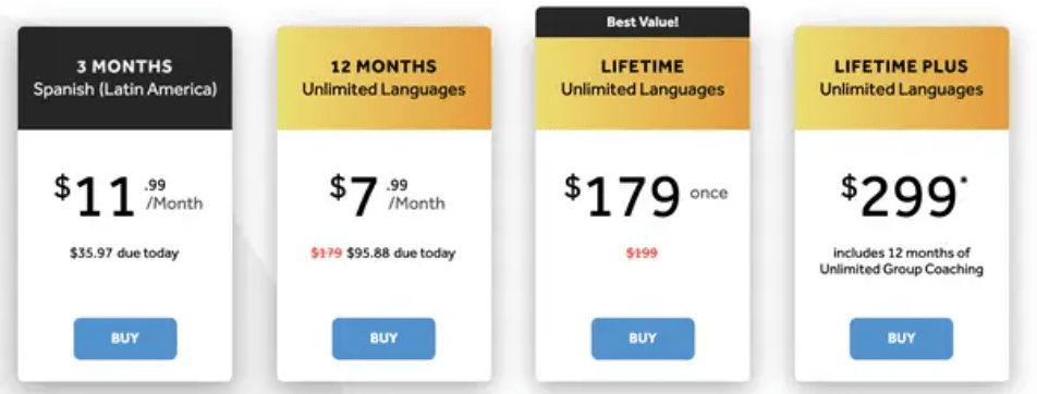 Rosetta Stone Pricing Plans