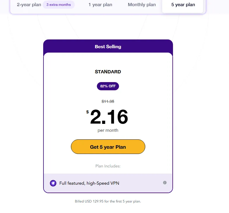 PureVPN 5-Year Pricing Plans