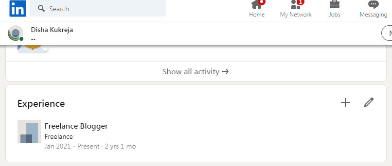 LinkedIn- Experience section