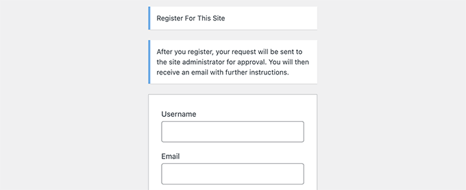 New user registration