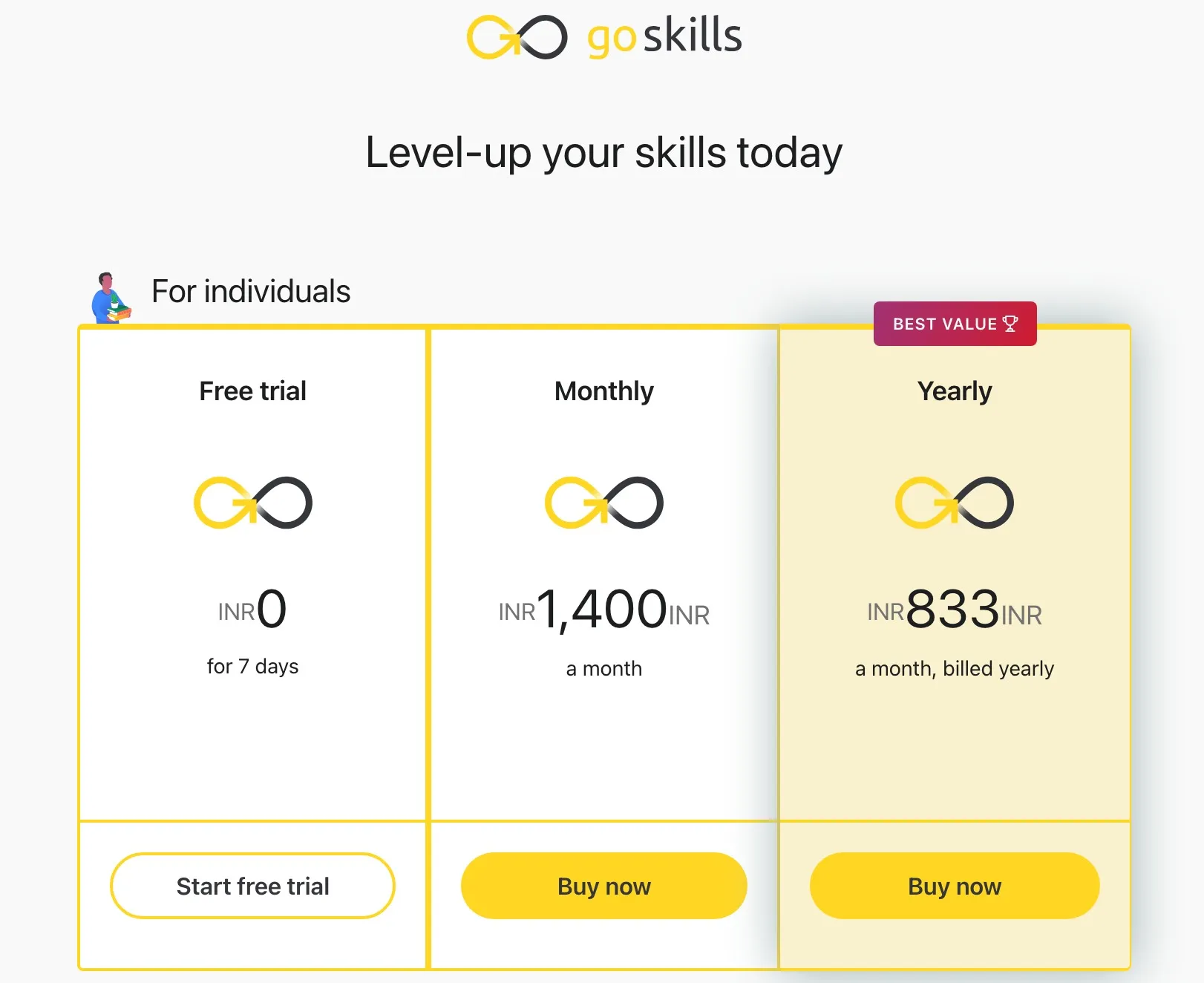 Pricing Plan Of GoSkills