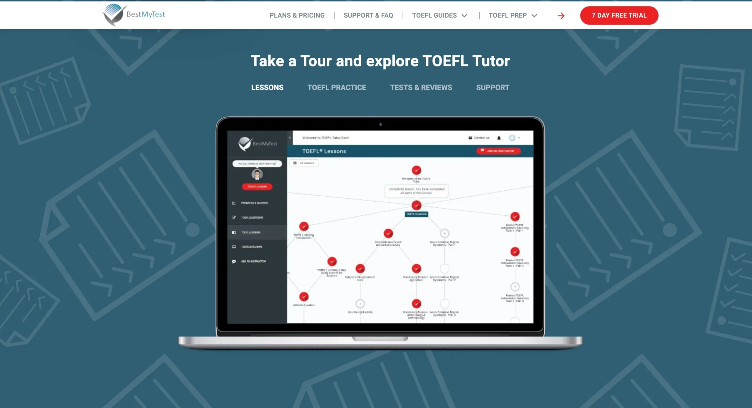 Take a Tour and explore TOEFL Tutor