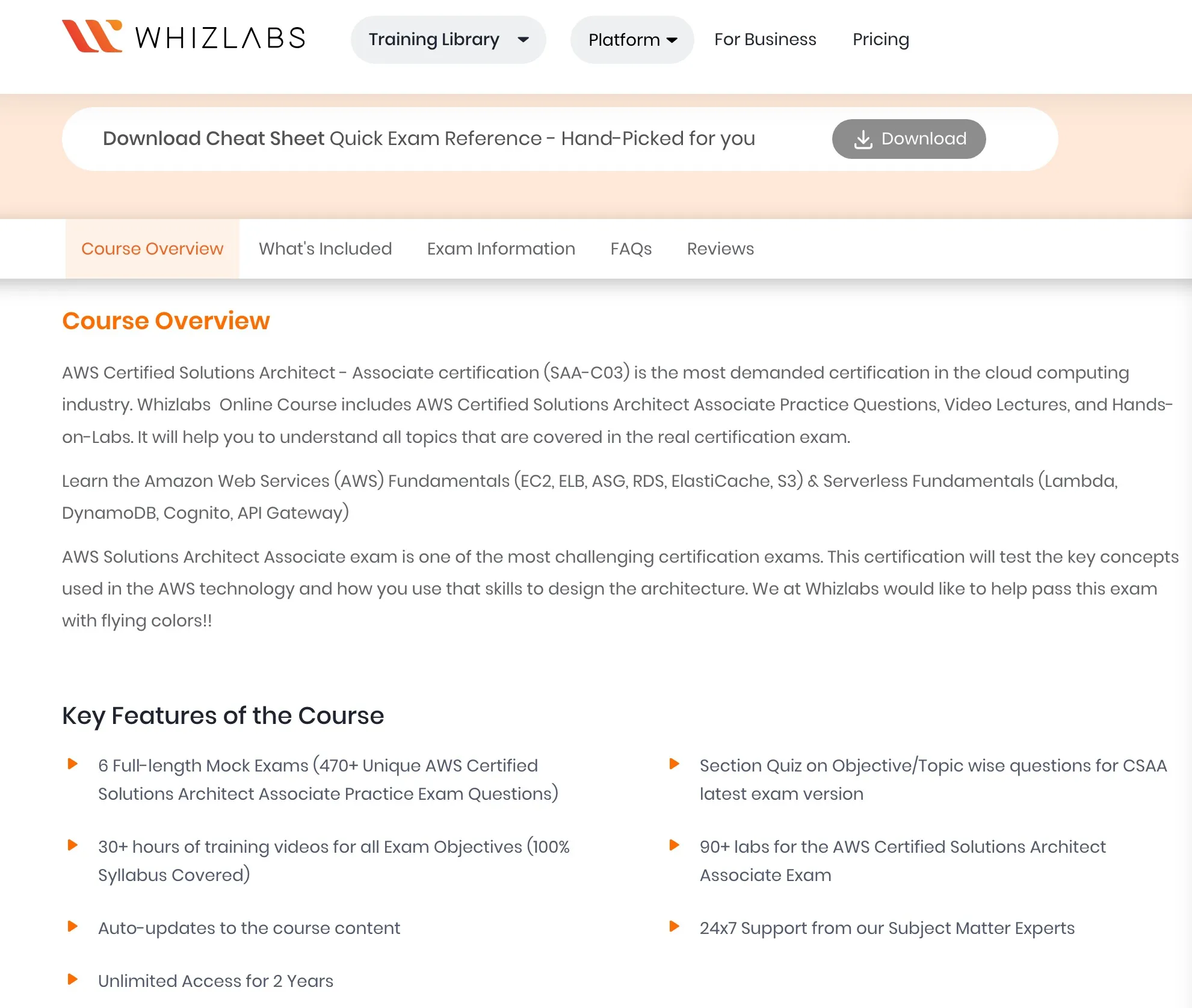 WhizLabs AWS Review- Features