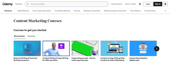 Best content writing courses by Udemy