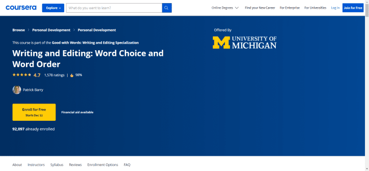 Coursera writing course for content writers