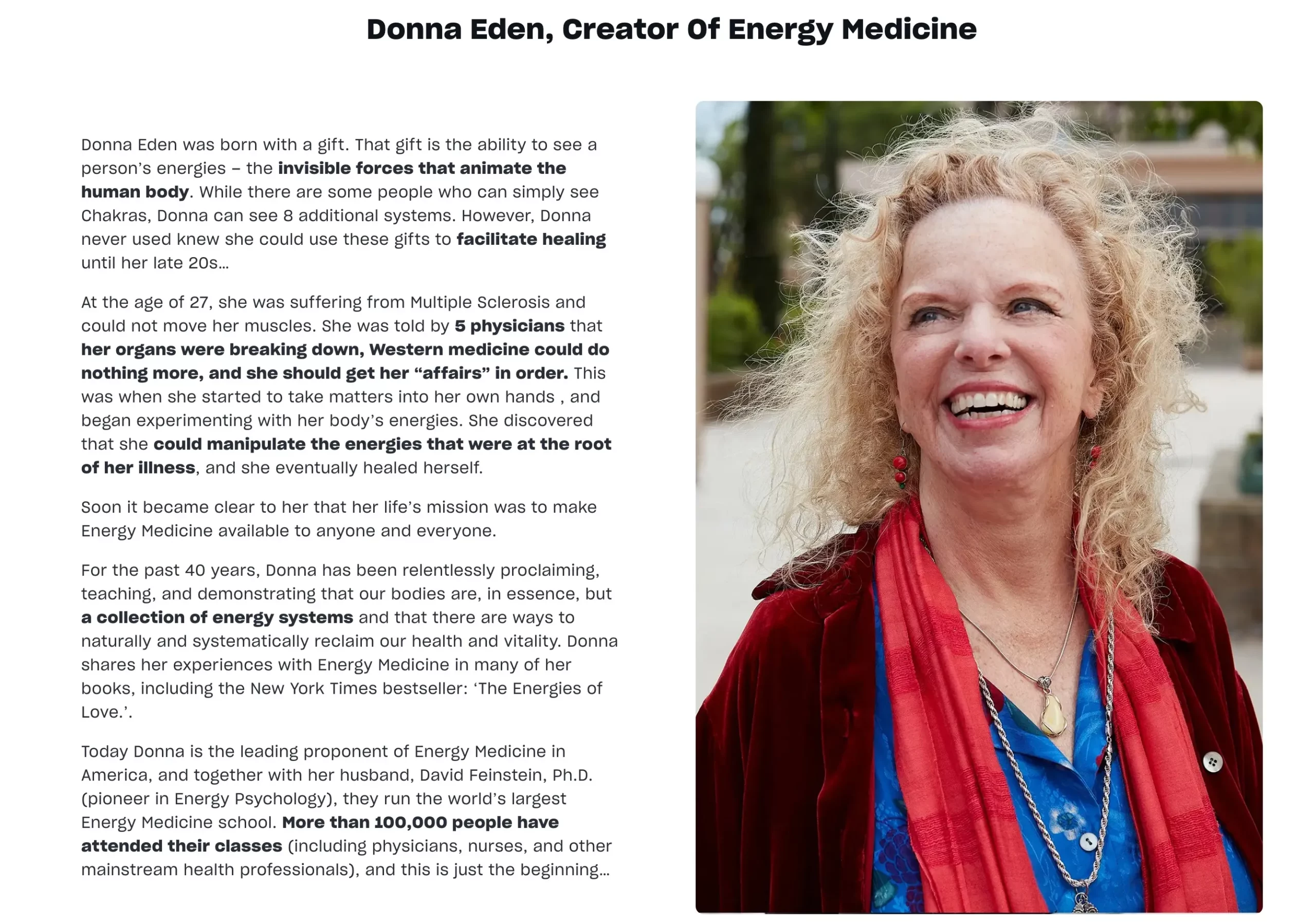 Donna Eden, Creator Of Energy Medicine