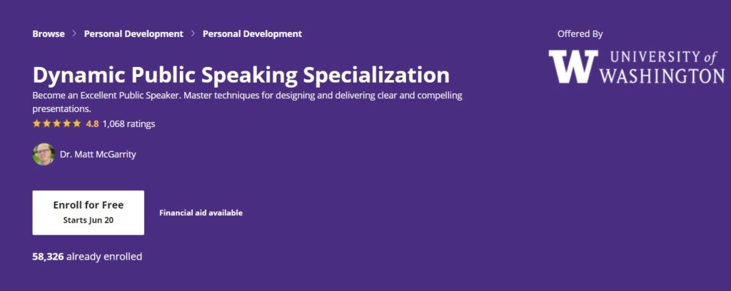 Dynamic Public Speaking Specialization