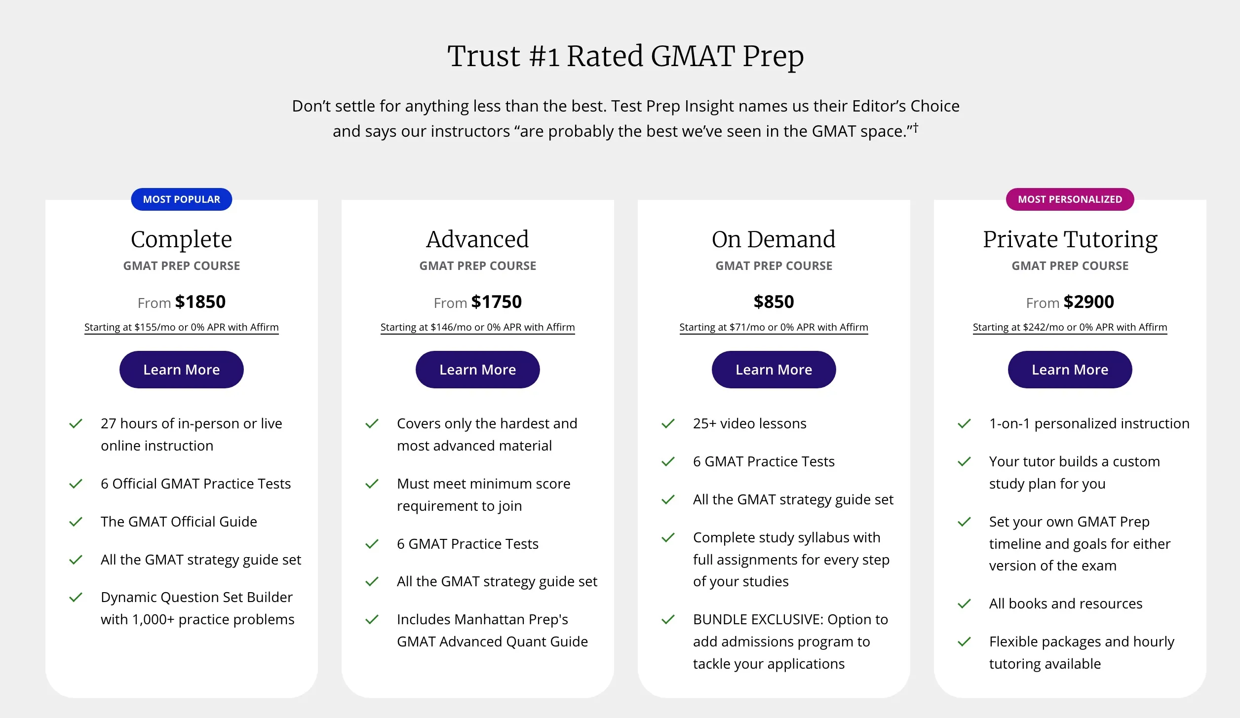 Kaplan GMAT Review - Price Plans