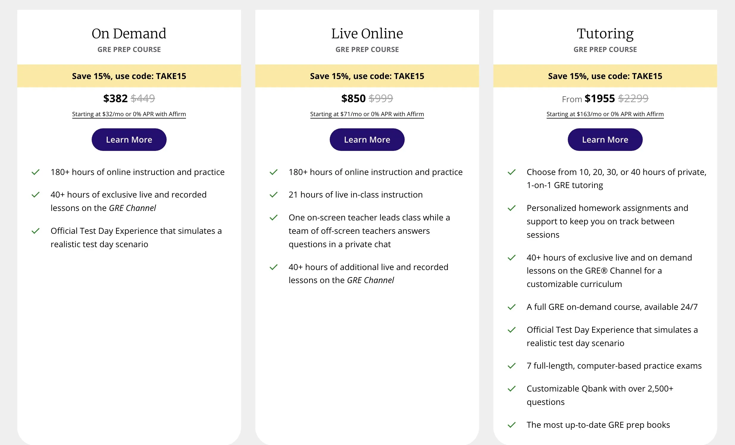 Kaplan Pricing Plans