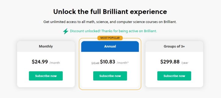 Brilliant.org Review - Price Plans