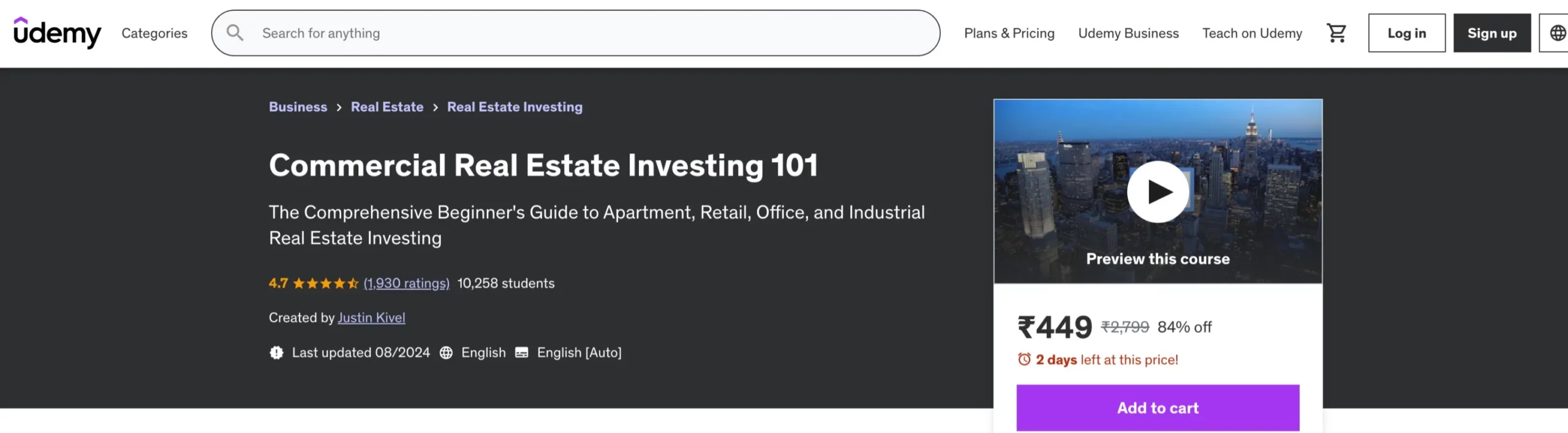 Commercial Real Estate Investing 101 By Udemy