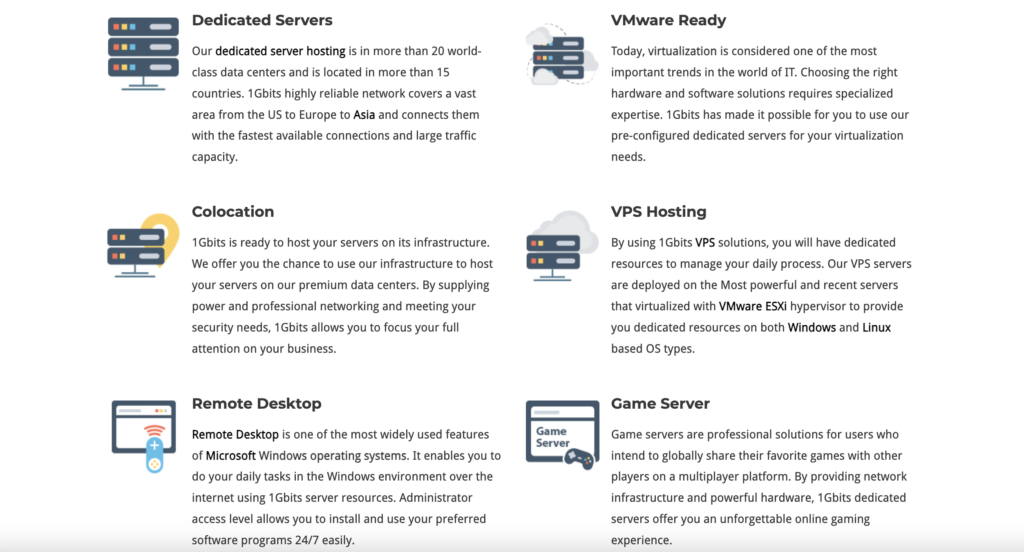 Services Offered By 1Gbits