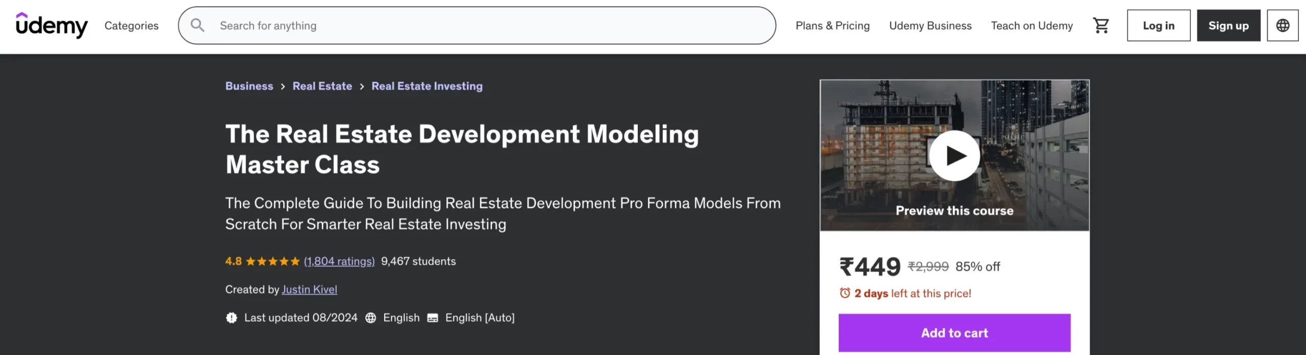 The Real Estate Development Modeling Master Class by Udemy