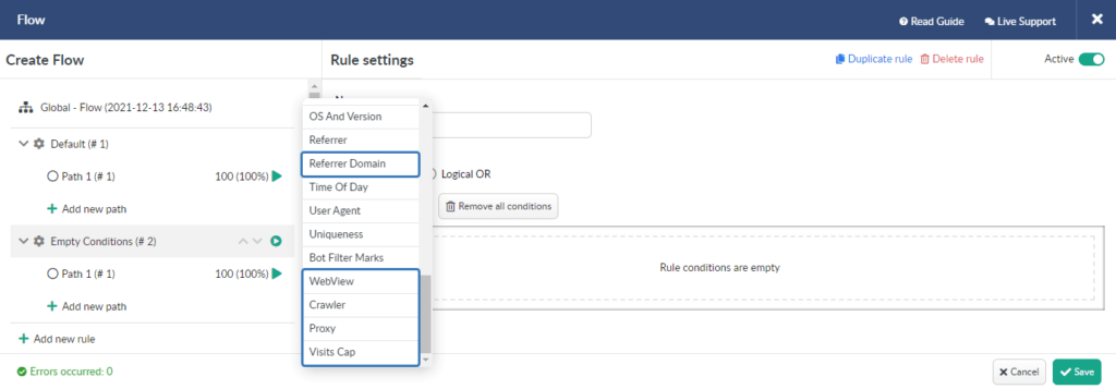 Improved Traffic Distribution Settings