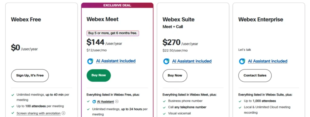 WebEx Pricing