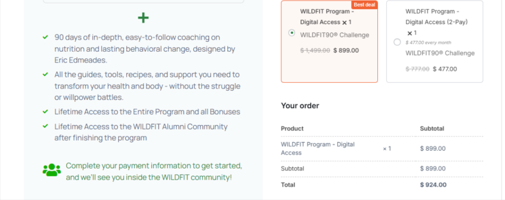 WildFit Pricing