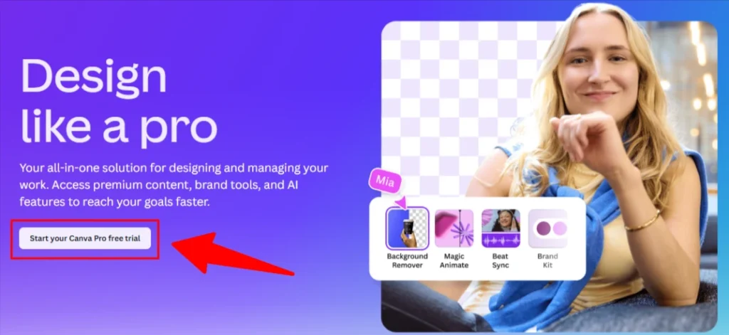 Click "Start your free Pro trial"
