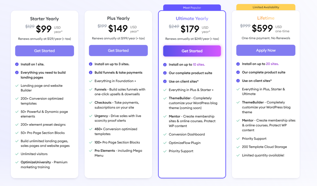 OptimizePress Pricing