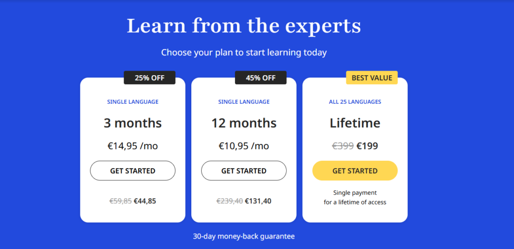 Rosetta Stone Pricing