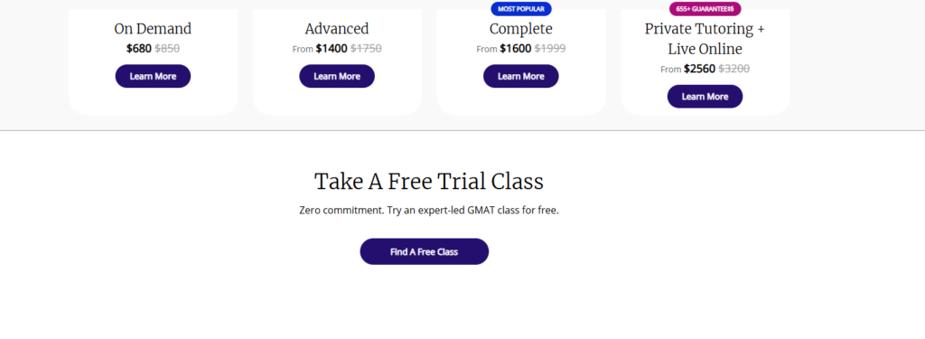 Kaplan Free Classes for Trial