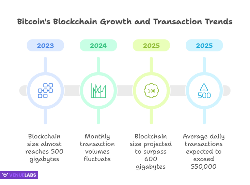 Bitcoin Transaction Volume and Blockchain Size