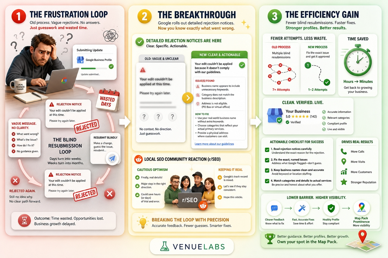 Google Business Profiles Get Detailed Rejection Notices, a Win for Local Owners