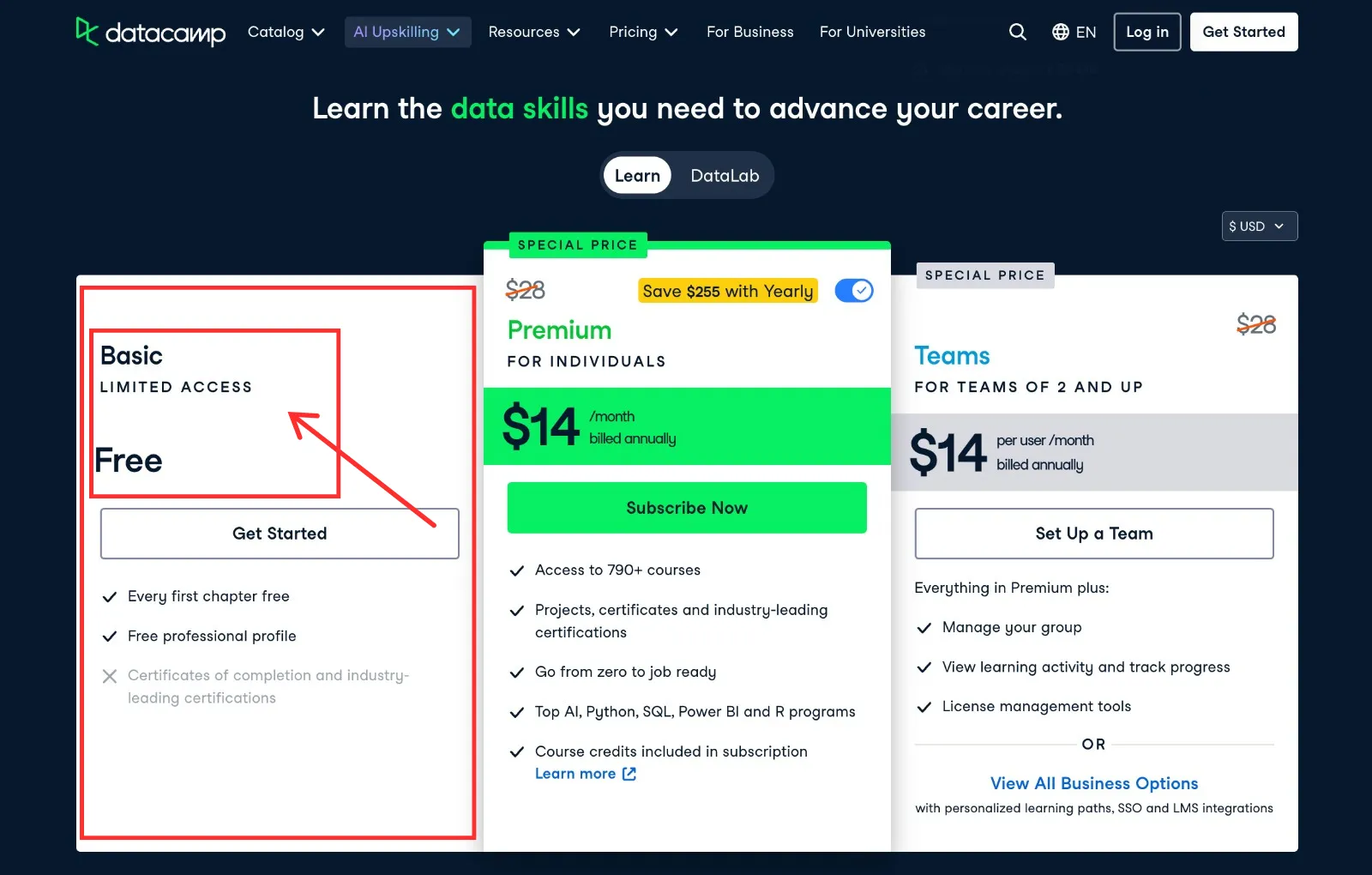 datacamp-basic-plan