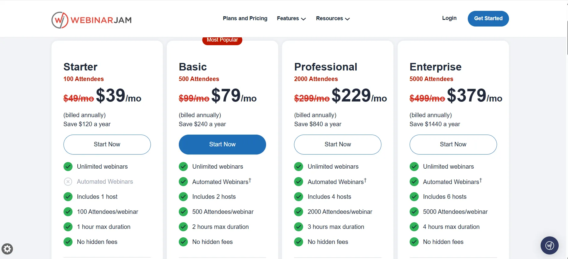 WebinarJam Pricing
